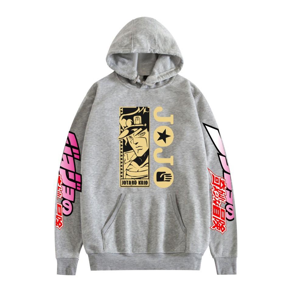 Japanese Anime JOJO Bizarre Adventure Printed Hoodie with A Fluffy Lining Man Sweatshirts Long Sleeve Fashion Female Streetwear