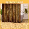 Shower Curtain Rustic Wood Barn Door Pattern Bath Curtain Waterproof Hooks With