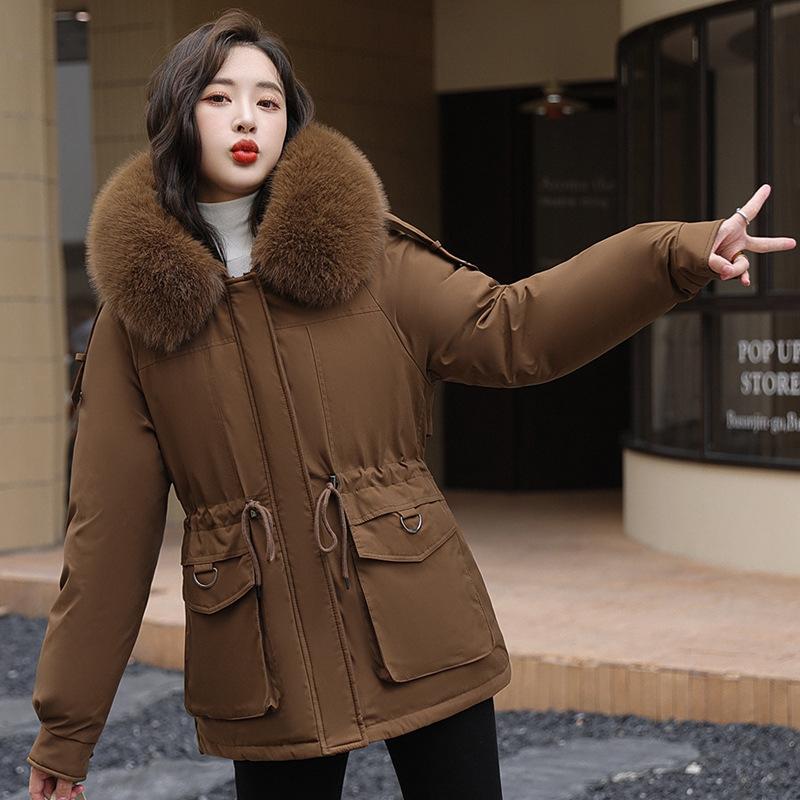 Women's Clothing Velvet Thickened Pie Overcomes Women's Short Winter New Big Fur Collar Slim and Thin Cotton Jacket