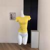 Sommer Pure Desire Slim-Fit Damen T-Shirt - Unifarben, Vielseitiges Kurzarm, Taillenformend, Trendiges Crop-Top