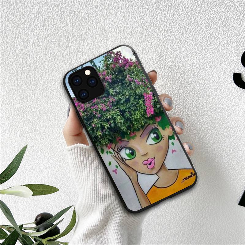 Doodle Black Women Fashion Girl Phone Case For Iphone 12 11 13 7 8 6 S Plus X Xs Xr Pro Max Mini Shell