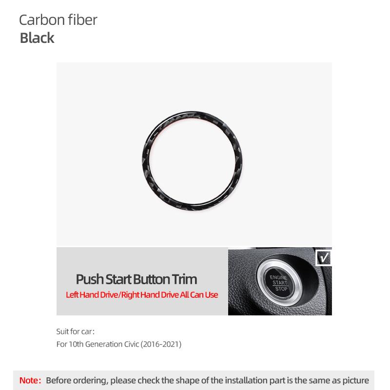 

Real Carbon Fiber Engine Start Stop Button Circle Cover Sticker For For Honda Civic 10th Gen 2016-2026 Car Interior Accessories
