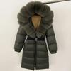 OFTBUY Moda Inverno Giacca Piumino 90% Imbottita con Piumino Collo in Pelliccia di Volpe Oversize Rimovibile Cucita Giacca Piumino Donna Abbigliamento Casual Largo
