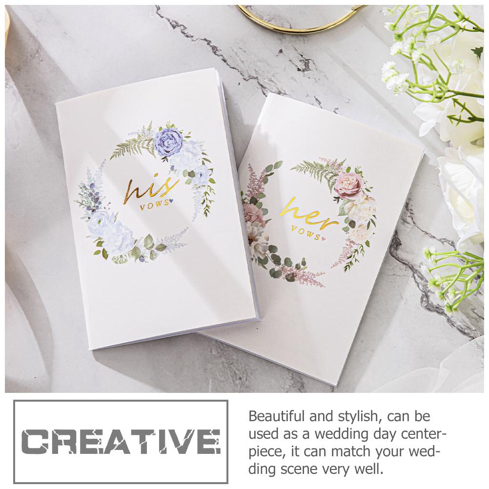  2 Pcs Wedding Vows Book Notebooks His Her Magazine Paper Booklet Lovers and Booklets