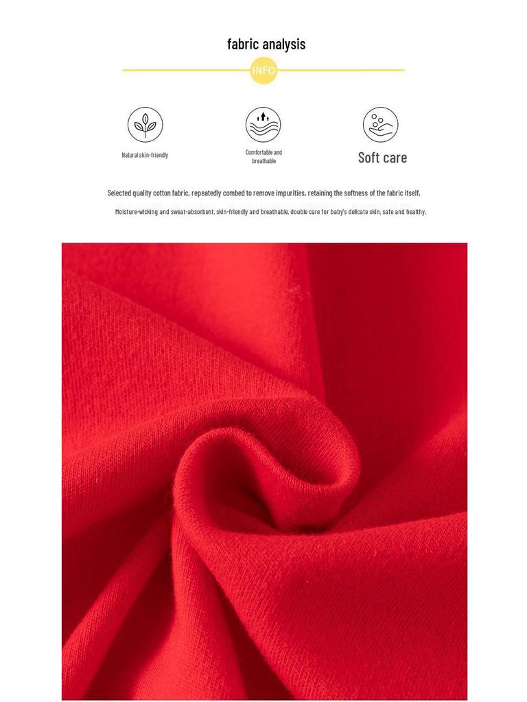 Newborn 100-Day Zhua Zhou Ceremony Big Red Monk Robe Set with Bodysuit for 0-3 Months