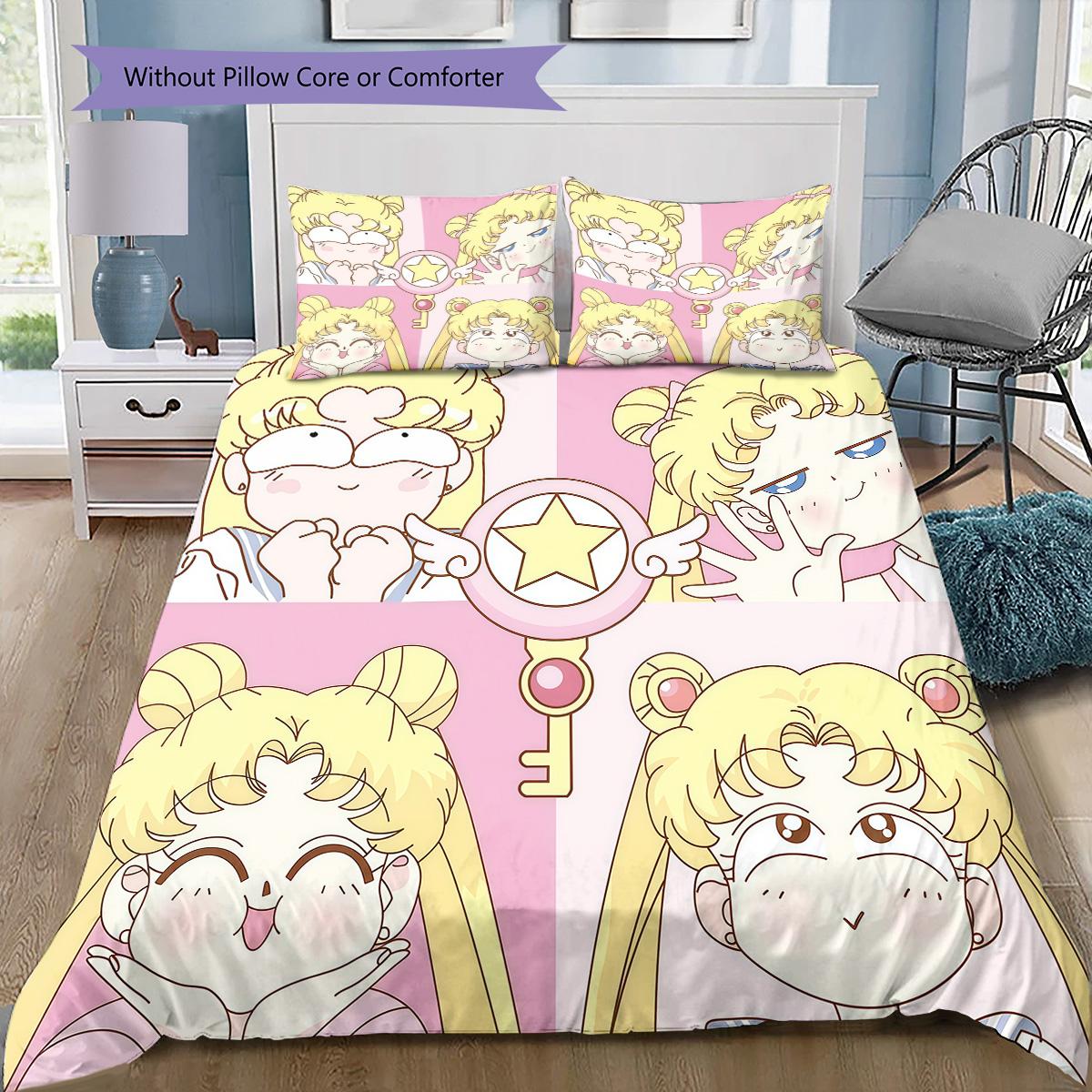 

Sailor Moon Full Print Expressions Bedding Set, 1 Duvet Cover & 2 Pillowcases, Cozy Bedroom, Great Gift for Fans 135x200cm