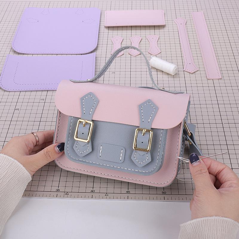 Cambridge DIY Handmade Color Block Woven Shoulder Crossbody Messenger Bag - Women's Trendy New Style