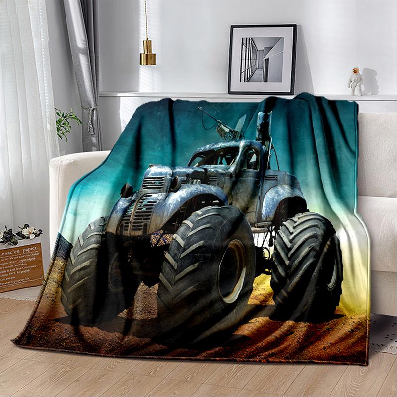 3D Monster Jam Monster Truck Cartoon Blanket,Soft Throw Blanket for Home Bedroom Bed Sofa Picnic Travel Office Cover Blanket Kid