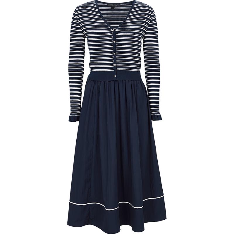 

VEROMODA Women s Striped Two-Piece Look A-Line Midi Dress M