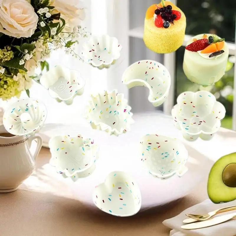 2pcs Colored Silicone Cake Cups High Temperature Resistant Muffin Mold for DIY Pudding & Cupcakes Baking