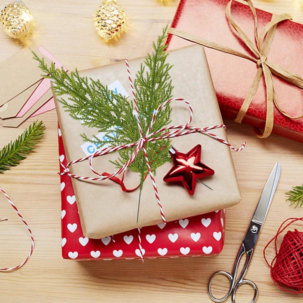 10pcs Handmade Christmas Pine Branches DIY Wreath Gifts Simulation Green Plant Xmas Home Decor