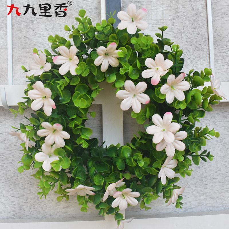 Spring Simulation Grass Ring Door Decoration Small Eucalyptus Wreath, Eucalyptus Leaf Wreath, Simulation Wreath Door Decoration