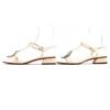 Great ROGER VIVIER Sandals Beaded Ankle with Strap Square Toe Leather Ivory  37 Used