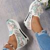 Fashion Women's Lace Mesh Sneakers - Breathable Non-Slip One-Pedal Platform Shoes, Floral Pattern Women's Sneakers
