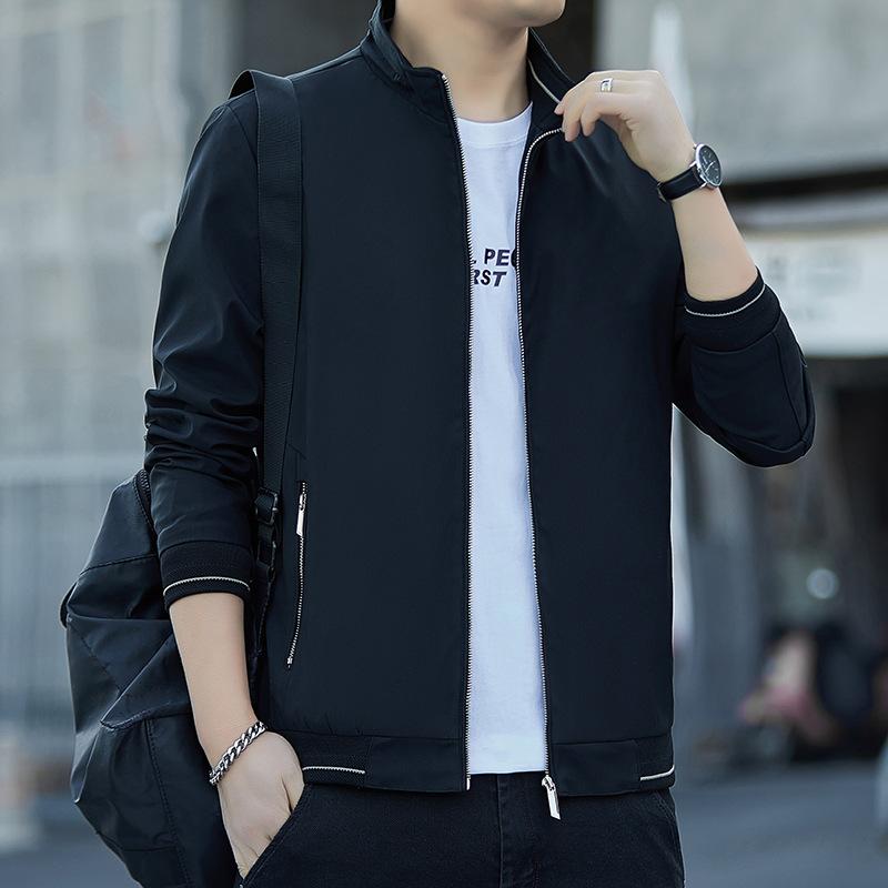 

Куртка мужская легкая деловая повседневная с воротником-стойкой для людей среднего возраста и пожилых людей, мужское пальто XL