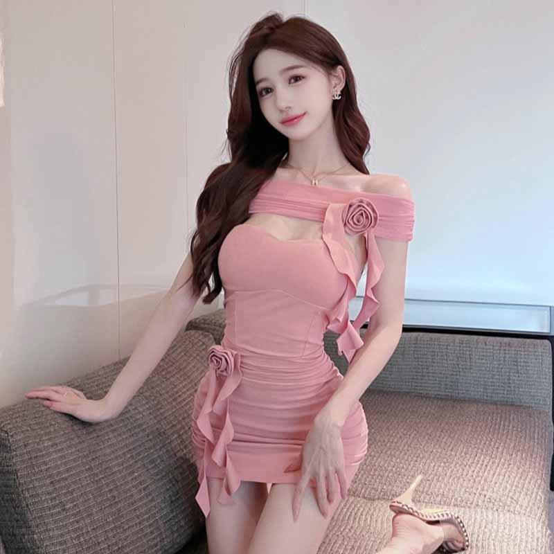 Top tub sexy de damă halter cu floare tridimensională rochie șold