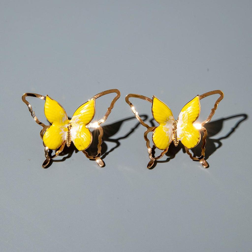 Cross Border Creative Hollow Oil Drop Butterfly Earrings for Women, Jewelry, Fashion Animal Earrings, Travel and Dating Matching
