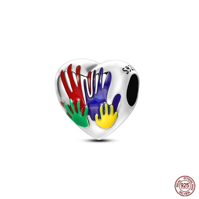 New 925 Sterling Silver Red Color Series Heart Shape Charms Beads Lucky Jewelry Gifts