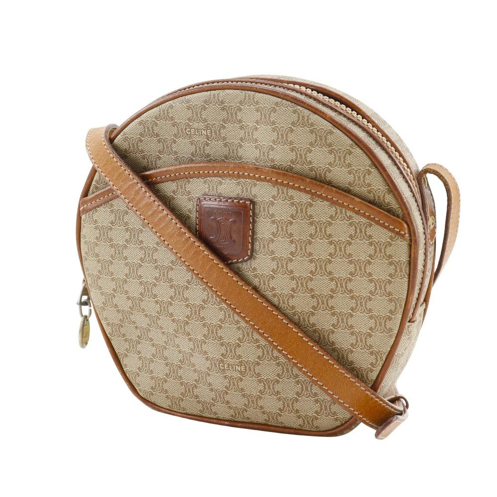 Celine Old Celine Shoulder Bag Macadam Vintage Beige PVC Women Used