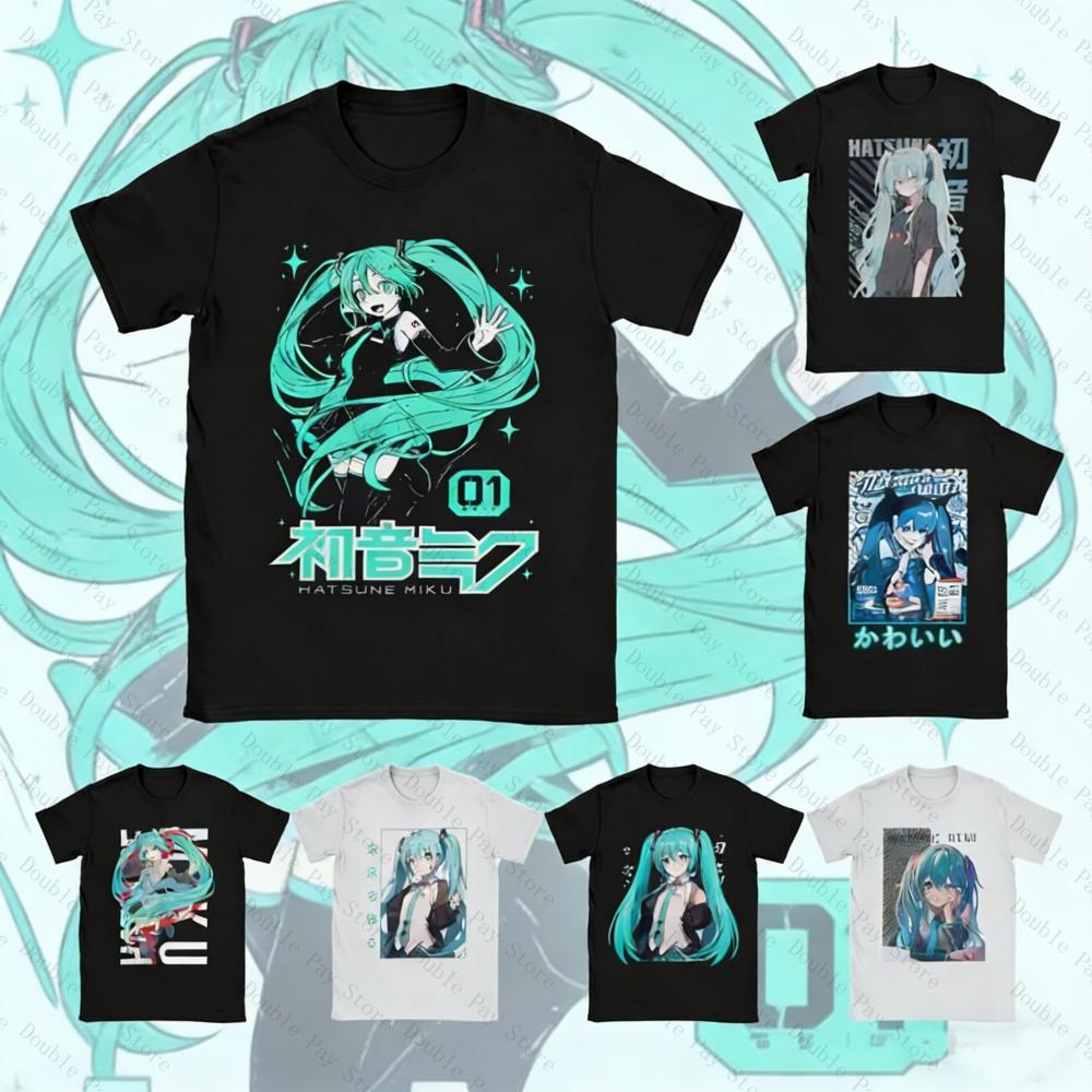 2026 Hatsune Miku Anime T Shirt Unisexs Cotton Tops Tee Aesthetic Oneck Short Sleeve Kids Tshirt Unisexs Shirts Women tshirts