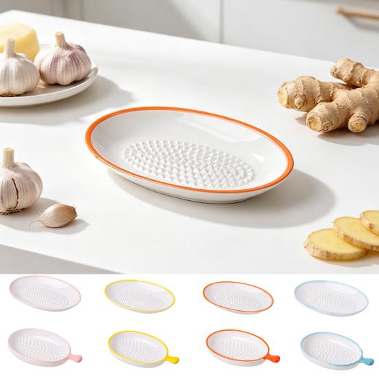 Ceramiczna Płytka do Tarcia Czosnku do Przygotowywania Jedzenia, Wielofunkcyjne Naczynie do Mielenia Imbiru, Antypoślizgowa Miska do Ugniatania Seru Gałki Muszkatołowej
