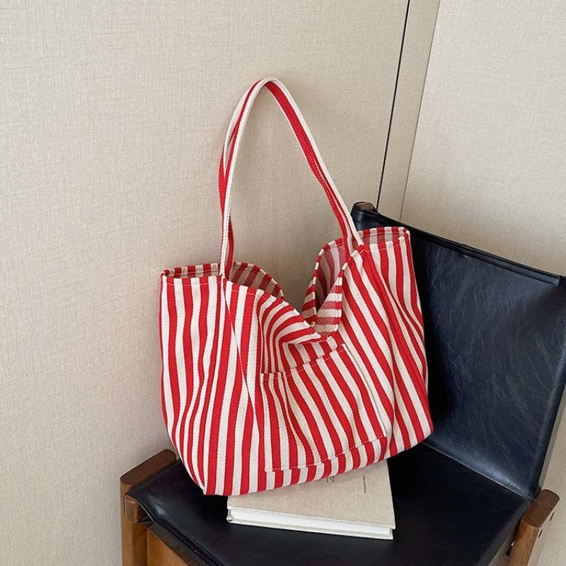 Niche Contrasting Striped Bucket Bag, New Trendy Shoulder Messenger Bag, Fashionable Large-capacity Tote Bag