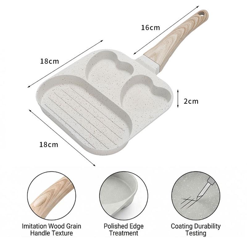 Nonstick Omelette Skillet Egg Frying Pan Heart-Shaped Healthy Breakfast Pancake Hamburger Bacon Pan with Heat-Resistant Handle
