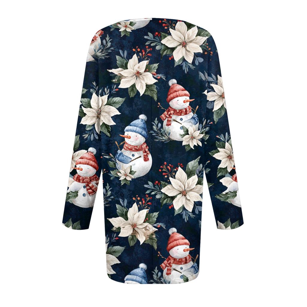 Damen Modisches Lässiges Langärmliges Übergröße Print Top Übergröße Floral Print Top
