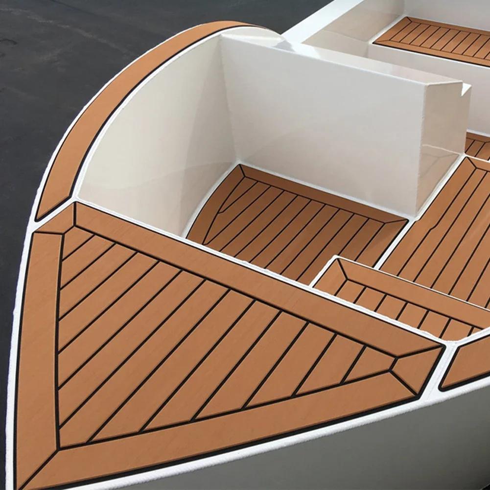 58x2400x5mm Single Strip Imitated Teak Yacht Boat Deck Mat Flooring Brown Anti Skid Mat Pad EVA Foam Marine Boating Accessories