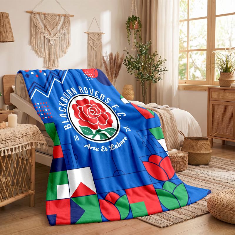 Blackburn Rovers Football Print Flannel Blanket Soft Warm Sofa Bed Throw Blanket For Home Office Bedroom