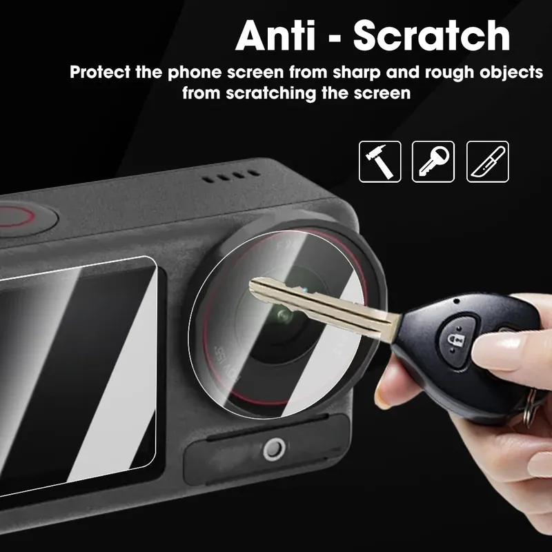 Tempered Glass Camera Screen Protectors for DJI Osmo Action 3 4 5 Pro Lens Cover 9H Full Coverage Anti-scratch Protective Films
