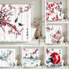 Aesthetic Floral Shower Curtain Watercolour Plum Artist Home Bathroom Decor Polyester Washable Shower Curtains Set With Hooks