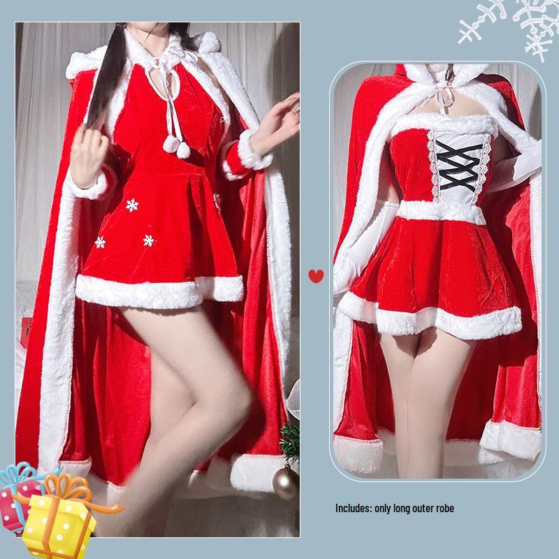 Festive Velvet Lingerie Nightgown & Role Play Set