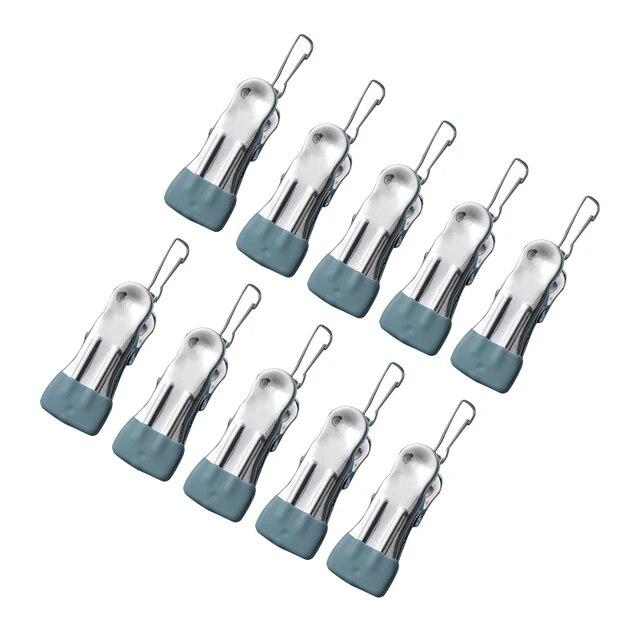 10 szt. Klipsy do ubrań ze stali nierdzewnej Klamerki do prania Haczyk Przenośny Klips do wieszania ubrań Organizer do ubrań do szafy Wieszaki