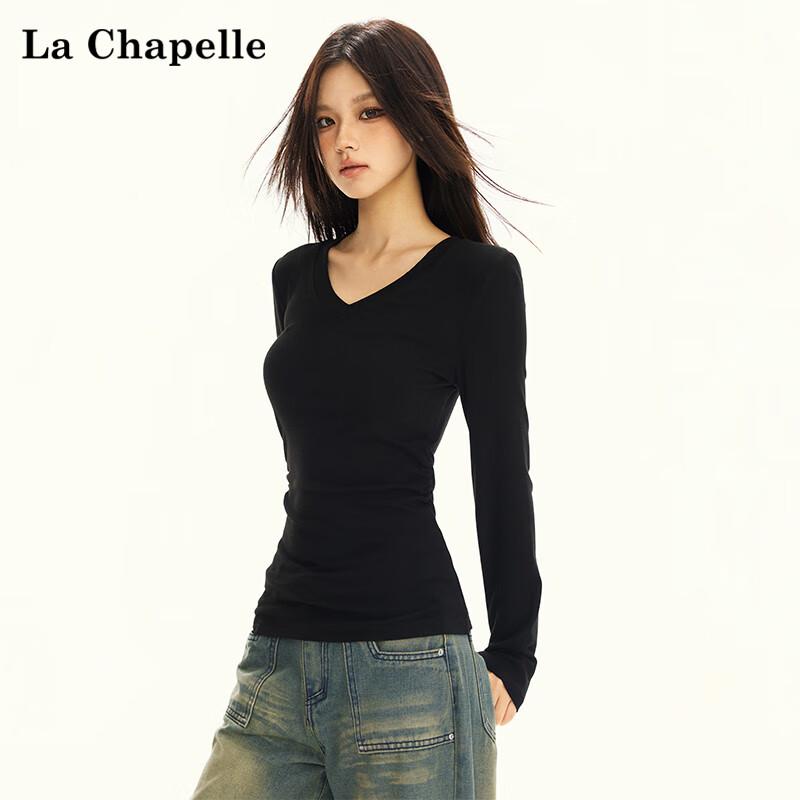 La Chapelle Women s V-Neck Long Sleeve Slim-Fit T-Shirt 2XL