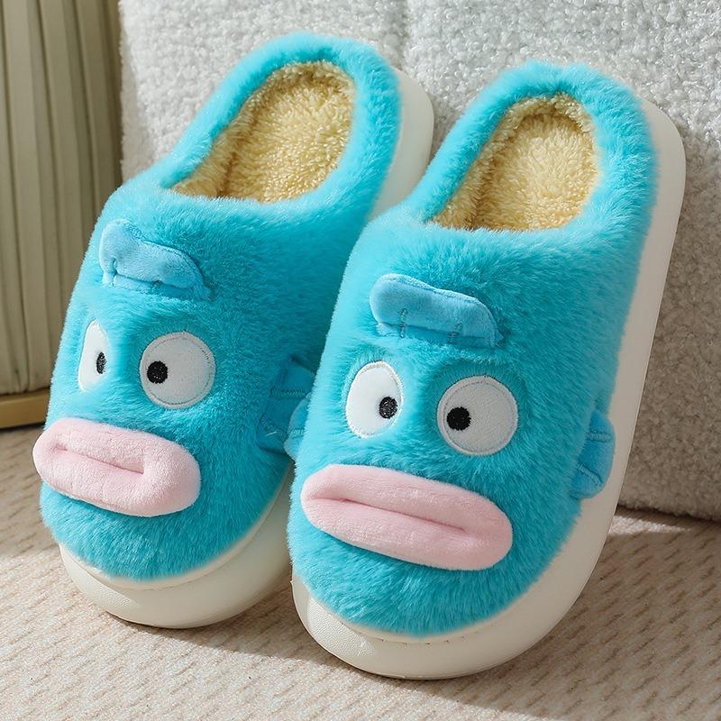 Cotton slippers female cute cartoon bag head non-slip wool slippers winter warm thick-soled confinement shoes