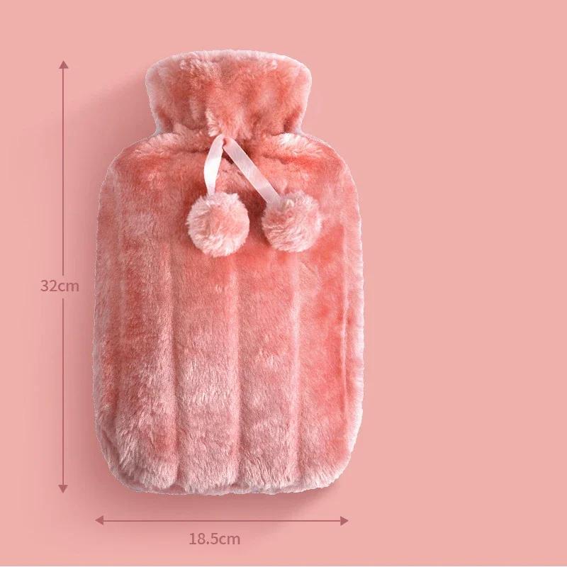 2000ml Plush PVC Water Bottle Bag Water-filling Hot-water Bag for Female Warm Belly Hands and Feet Warmer Water Bag