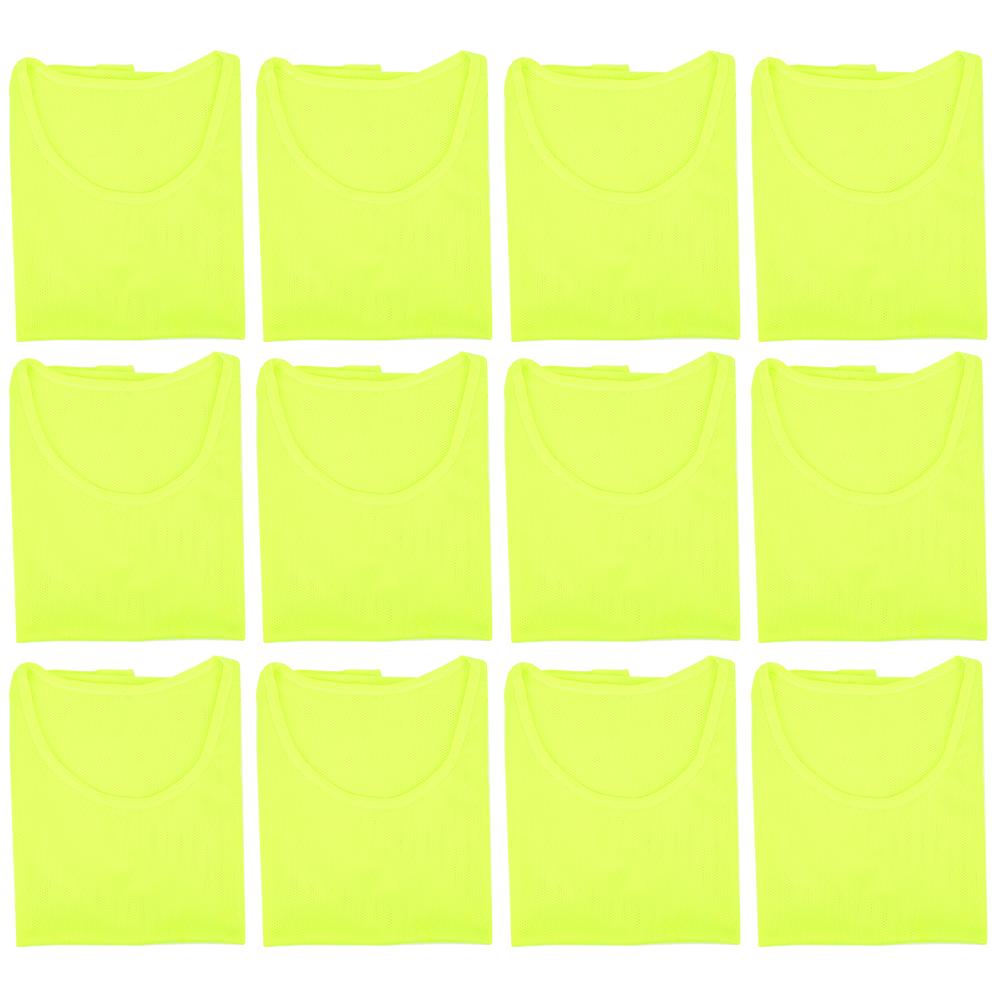 

12 шт. Маленькая сетчатая детская тренировочная футбольная манишка, дышащая, флуоресцентно-зеленая, свободный размер