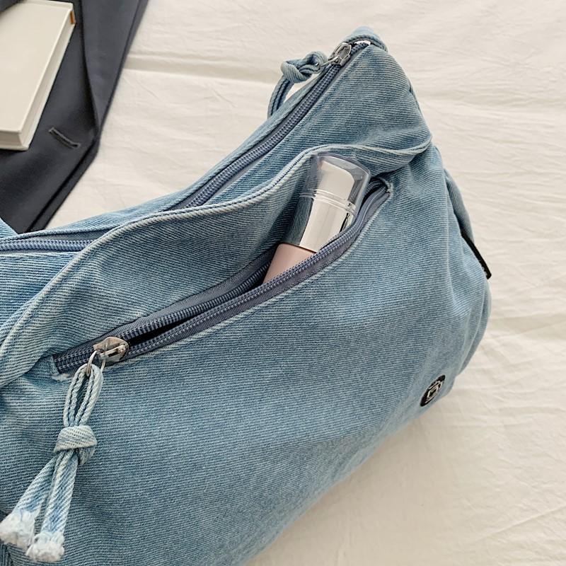 Torba Jeansowa Damska Torba Crossbody Duża Pojemność Dojazdy Torba na Ramię