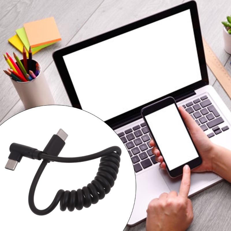 speed Type C Cable Coiled Spring Designs Cord 10Gbps Data Transfer 3A Fast Charging Suitable for Smartphones