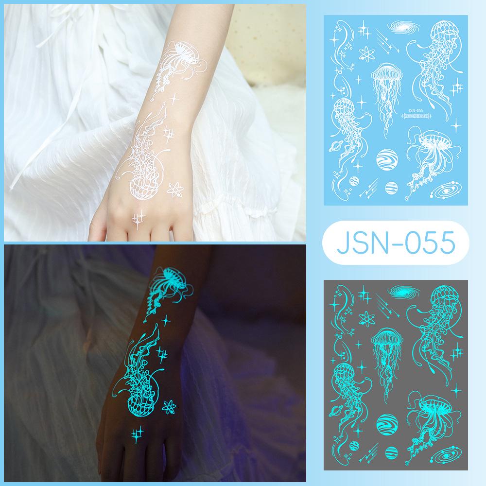 Adesivi Tatuaggio Ricaron 2024 Henné Luminoso & Farfalla Bianca per Viso & Braccio