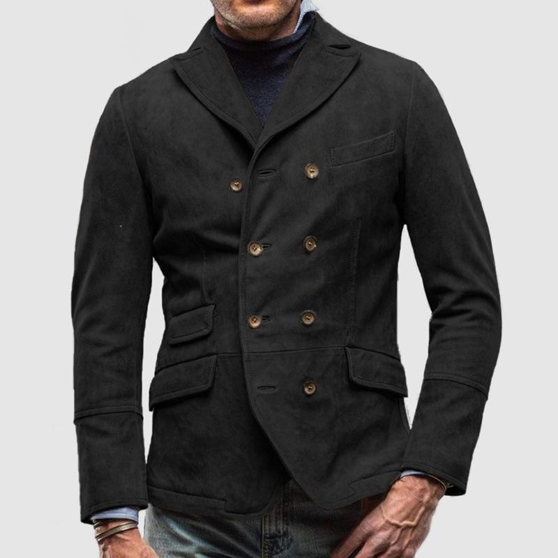 Men's Casual Vintage Jacket Youth Straight Hem Lapel Commuter Jacket