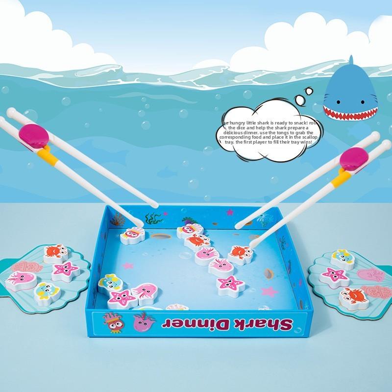 Shark Feeding Wooden Toy For Childrens With Fine Motor Skills Development
