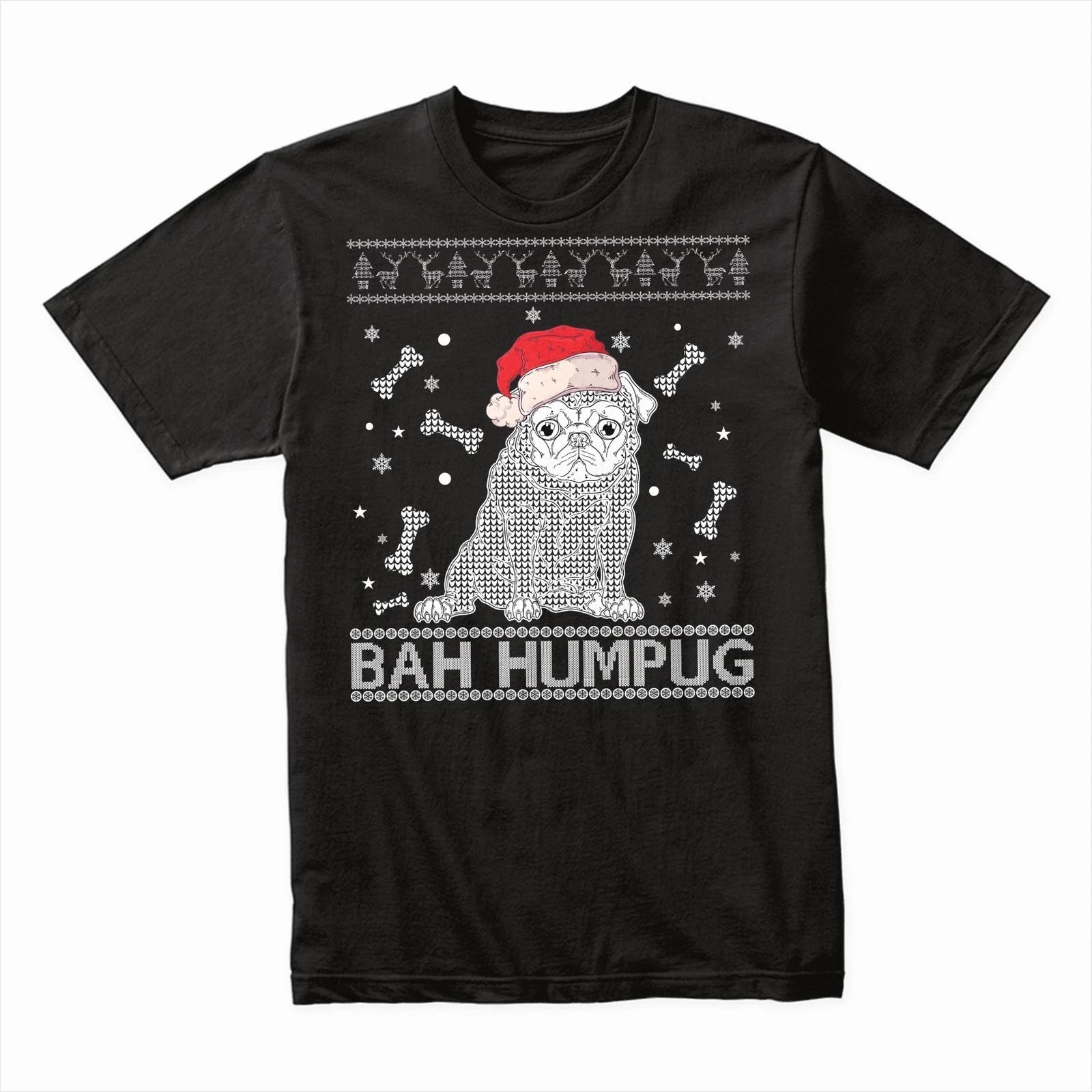 Bah Hampug T-Shirt, Funny Christmas Pug Shirt, Holiday Dog Lover Gift Tee 2XL