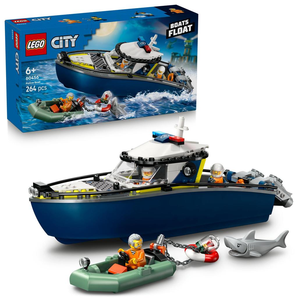 LEGO City Police Boat Chase Toy - Birthday Present, Building Blocks, Educational Toy for Boys and Girls, Ages 6, 7, 8, 9, Includes Police Car, Vehicle
