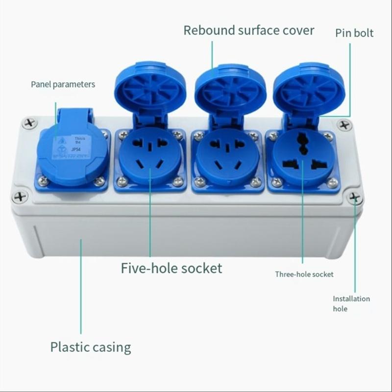 Outdoor Power Distributor 220V 10A Plastic Waterproof Junction Box for Outdoor Electrical Safety Easy Installation