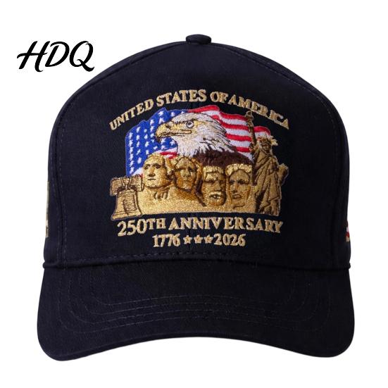 250th Anniversary Hat USA 1776-2026 Embroidered Patriotic Hat Adjustable Fit Baseball Caps чёрный