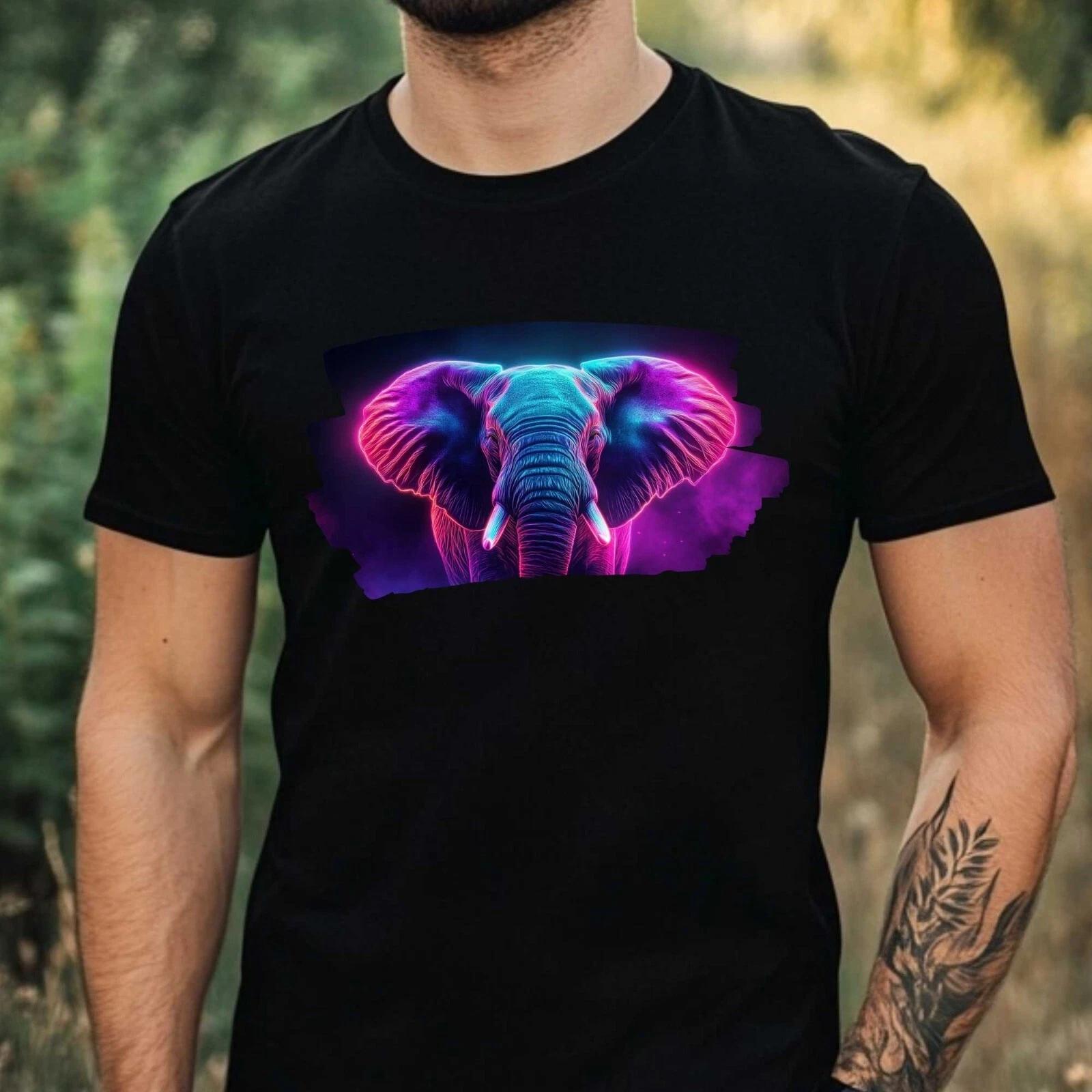 T-Shirt Herren Neon Elefant Motiv Baumwolle Größe XS bis 5XL M