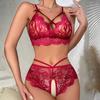 Sexy Lingerie Two-piece Set For Women Cozy Sex Green Bra Panties Lace Seductive Fashionable Transparent Fetish Wear Underwear