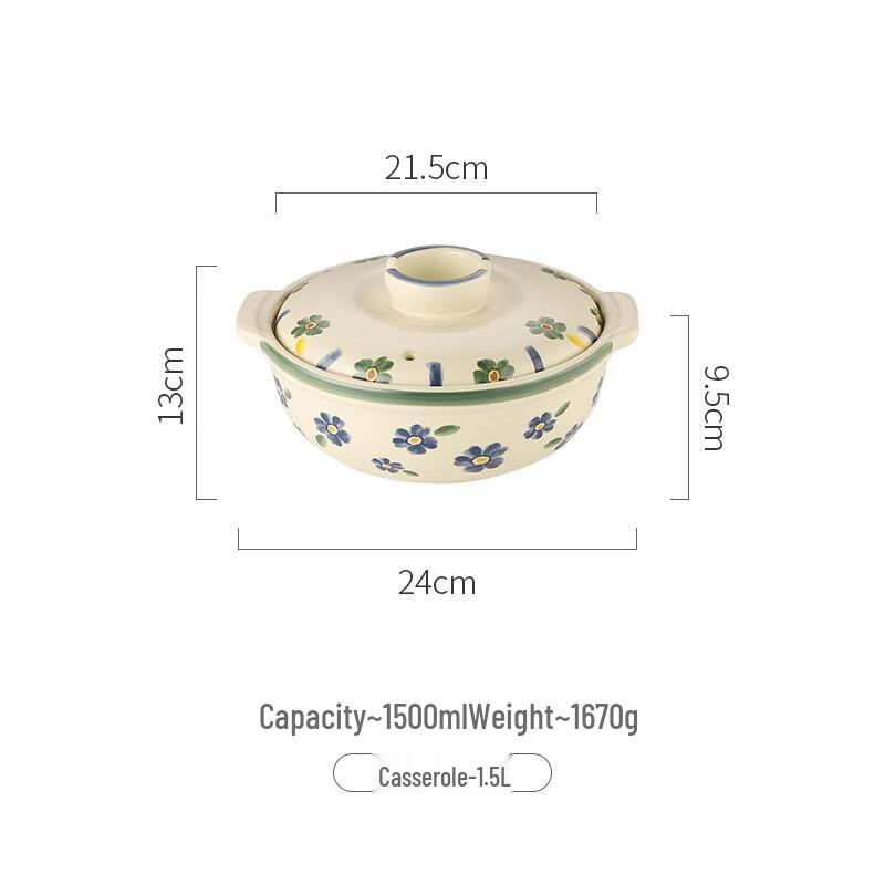 ZMR Hand-Painted Blue Cherry Blossom Casserole Pot